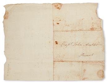 (SLAVERY AND ABOLITION--MOUNT VERNON.) [WASHINGTON, JOHN AUGUSTINE.] Letter concerning assistance to be provided for Captain John Amble